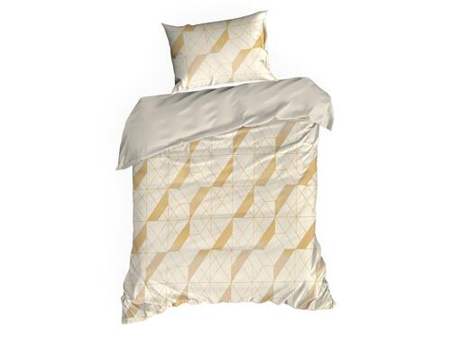 Obliečky na posteľ - Aggie s geometrickou potlačou, krémovo - béžové, prikrývka 140 x 200 cm + 1x vankúš 70 x 80 cm